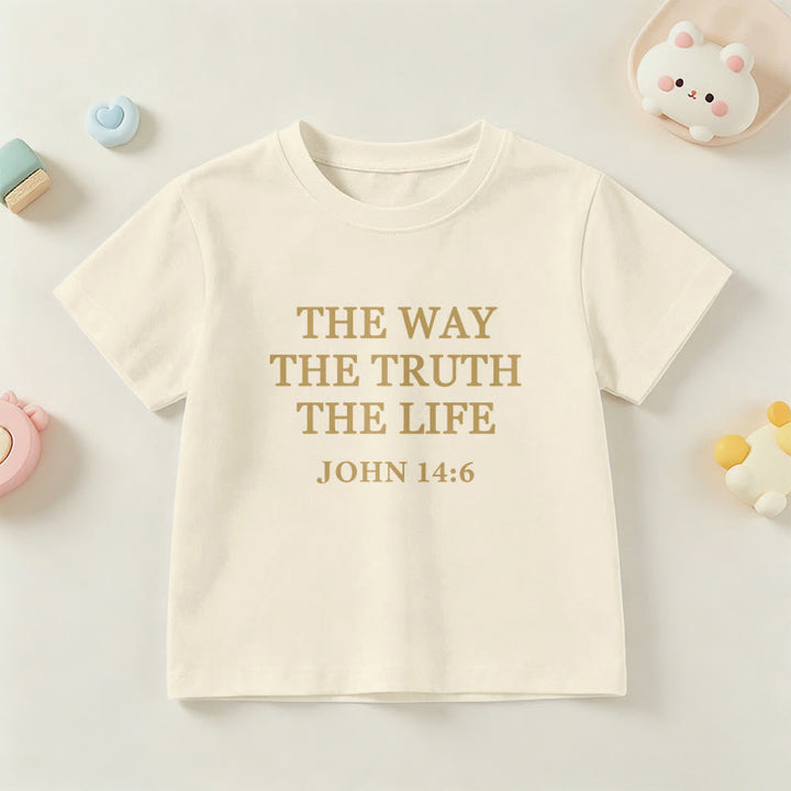 Christianartworkshop T-shirt à manches courtes pour enfants « Le Chemin, la Vérité, la Vie » (Jean 14:6) avec texte à empattements classiques - Beige - US/UK/AU 14, EU170 - image 12