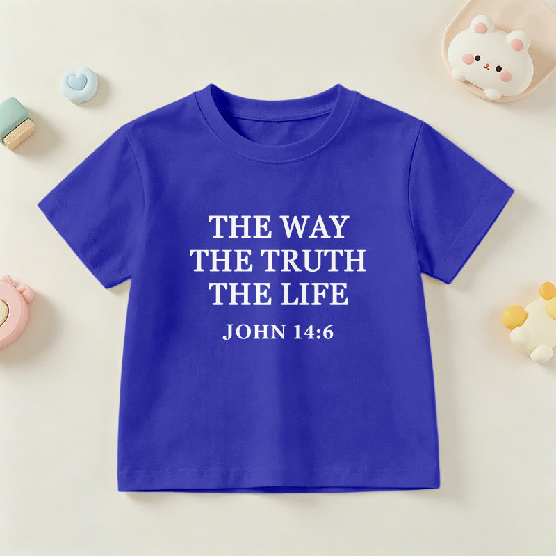 Christianartworkshop T-shirt à manches courtes pour enfants « Le Chemin, la Vérité, la Vie » (Jean 14:6) avec texte à empattements classiques - Bleu - US/UK/AU 14, EU170 - image 27