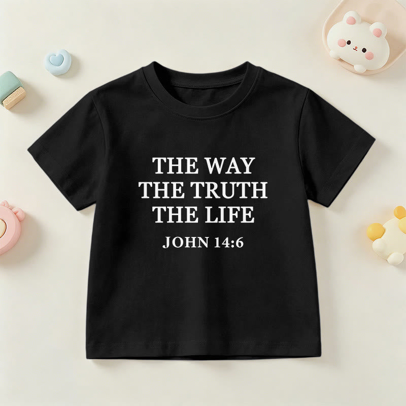 Christianartworkshop T-shirt à manches courtes pour enfants « Le Chemin, la Vérité, la Vie » (Jean 14:6) avec texte à empattements classiques - Noir - US/UK/AU 14, EU170 - image 9