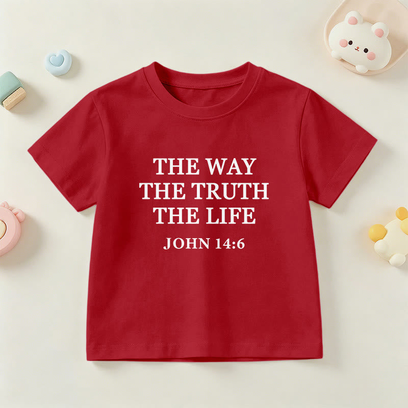 Christianartworkshop T-shirt à manches courtes pour enfants « Le Chemin, la Vérité, la Vie » (Jean 14:6) avec texte à empattements classiques - Rouge - US/UK/AU 14, EU170 - image 18