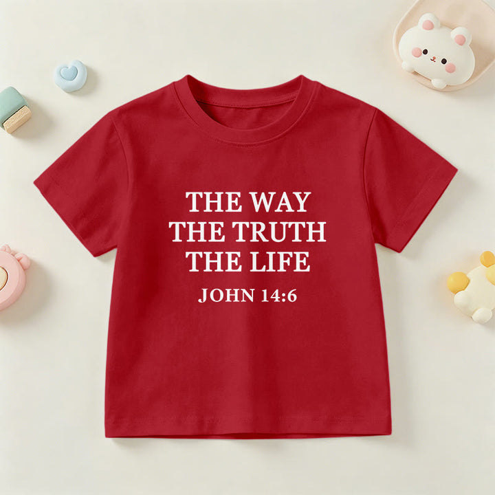 Christianartworkshop T-shirt à manches courtes pour enfants « Le Chemin, la Vérité, la Vie » (Jean 14:6) avec texte à empattements classiques - Rouge - US/UK/AU 14, EU170 - image 18
