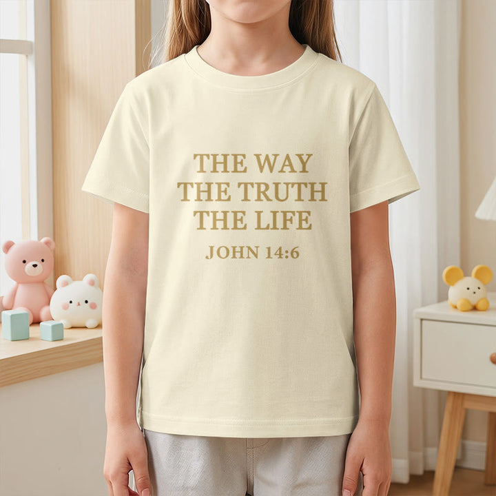 Christianartworkshop T-shirt à manches courtes pour enfants « Le Chemin, la Vérité, la Vie » (Jean 14:6) avec texte à empattements classiques - image 14