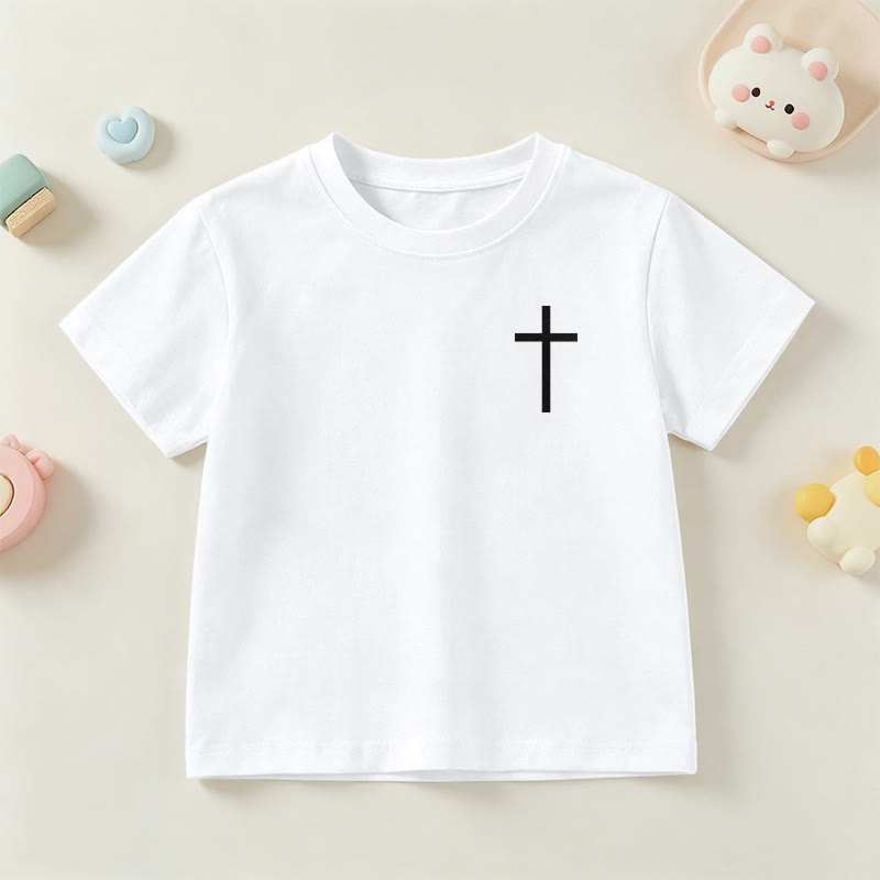 Christianartworkshop Philippiens 4:13 T-shirt enfant à manches courtes avec croix sur le devant et au dos, police gothique - image 12