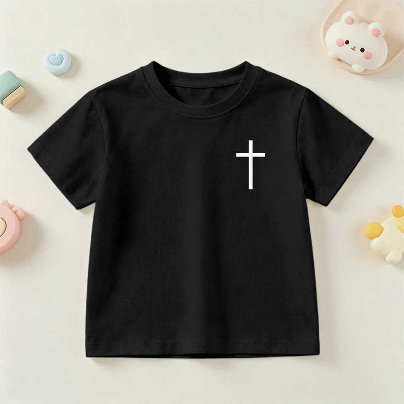 Christianartworkshop Philippiens 4:13 T-shirt enfant à manches courtes avec croix sur le devant et au dos, police gothique - image 39