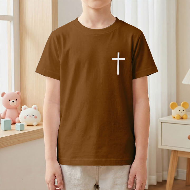 Christianartworkshop Philippiens 4:13 T-shirt enfant à manches courtes avec croix sur le devant et au dos, police gothique - image 22