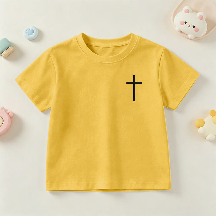 Christianartworkshop Philippiens 4:13 T-shirt enfant à manches courtes avec croix sur le devant et au dos, police gothique - image 30