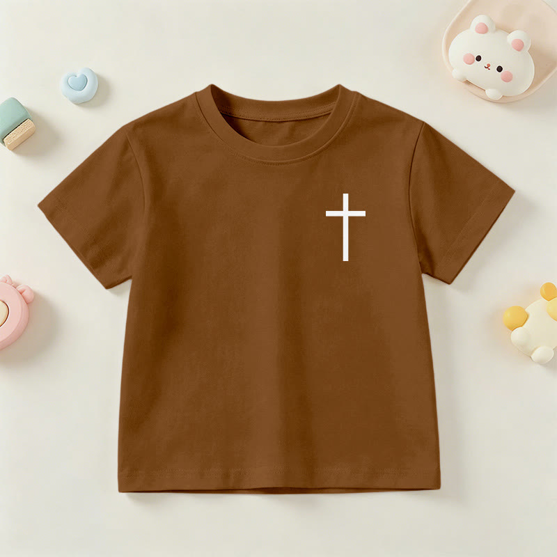 Christianartworkshop Philippiens 4:13 T-shirt enfant à manches courtes avec croix sur le devant et au dos, police gothique - image 21