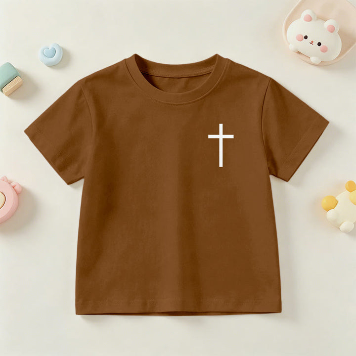 Christianartworkshop Philippiens 4:13 T-shirt enfant à manches courtes avec croix sur le devant et au dos, police gothique - image 21