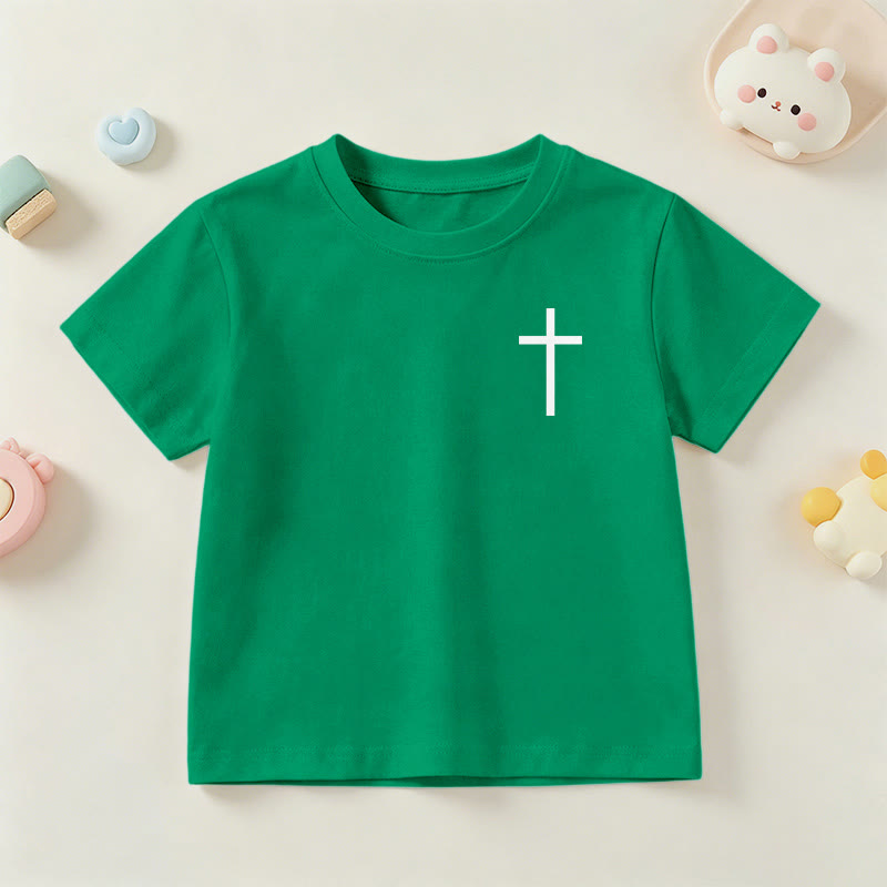 Christianartworkshop Philippiens 4:13 T-shirt enfant à manches courtes avec croix sur le devant et au dos, police gothique - image 75