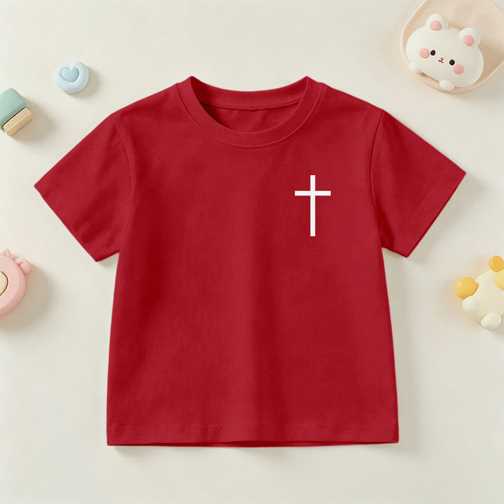 Christianartworkshop Philippiens 4:13 T-shirt enfant à manches courtes avec croix sur le devant et au dos, police gothique - image 57