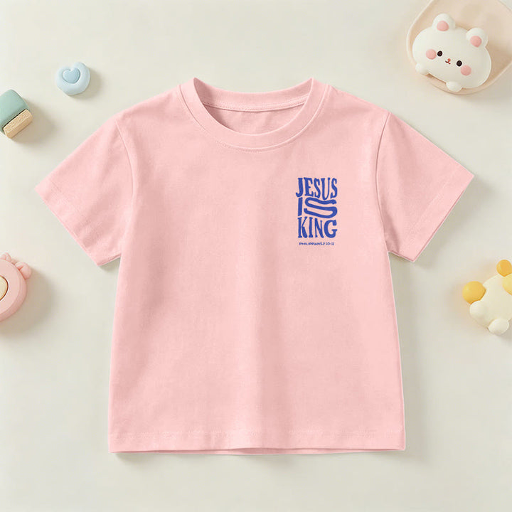 Christianartworkshop T-shirt enfant à manches courtes « Jésus est roi » Philippiens 2:10-11, imprimé recto verso en gras effet vieilli - image 66