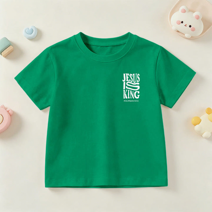 Christianartworkshop T-shirt enfant à manches courtes « Jésus est roi » Philippiens 2:10-11, imprimé recto verso en gras effet vieilli - image 75