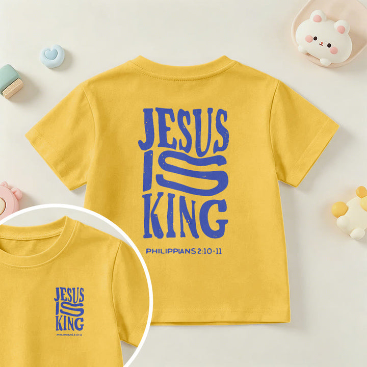 Christianartworkshop T-shirt enfant à manches courtes « Jésus est roi » Philippiens 2:10-11, imprimé recto verso en gras effet vieilli - Jaune - US/UK/AU 14, EU170 - image 27