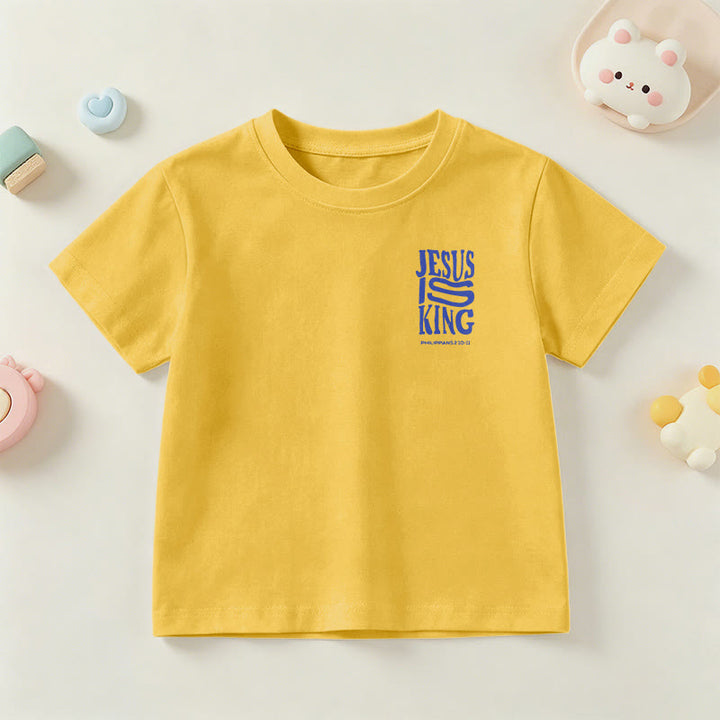 Christianartworkshop T-shirt enfant à manches courtes « Jésus est roi » Philippiens 2:10-11, imprimé recto verso en gras effet vieilli - image 30