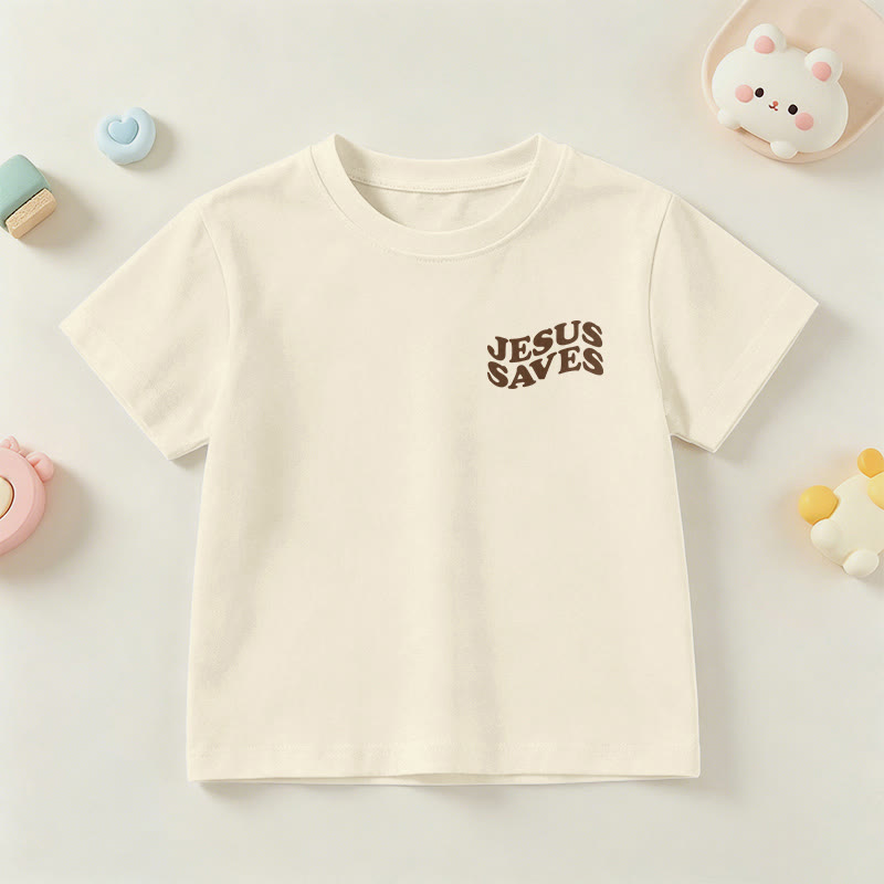 Christianartworkshop T-shirt à manches courtes pour enfants avec inscription classique « Jésus sauve » en forme de bulle et croix. - image 12