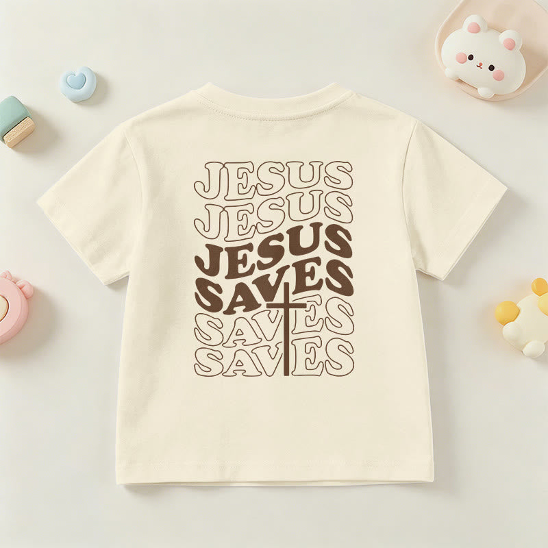 Christianartworkshop T-shirt à manches courtes pour enfants avec inscription classique « Jésus sauve » en forme de bulle et croix. - image 15