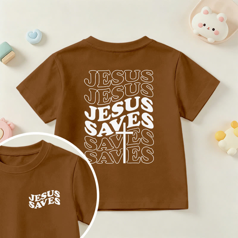 Christianartworkshop T-shirt à manches courtes pour enfants avec inscription classique « Jésus sauve » en forme de bulle et croix. - Brun - US/UK/AU 14, EU170 - image 18
