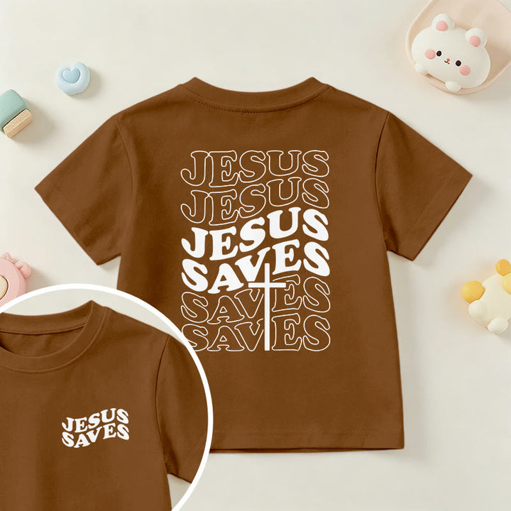 Christianartworkshop T-shirt à manches courtes pour enfants avec inscription classique « Jésus sauve » en forme de bulle et croix. - Brun - US/UK/AU 14, EU170 - image 18