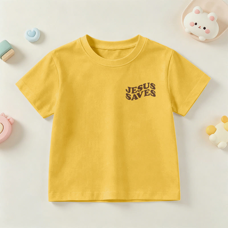 Christianartworkshop T-shirt à manches courtes pour enfants avec inscription classique « Jésus sauve » en forme de bulle et croix. - image 30