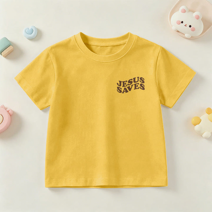 Christianartworkshop T-shirt à manches courtes pour enfants avec inscription classique « Jésus sauve » en forme de bulle et croix. - image 30