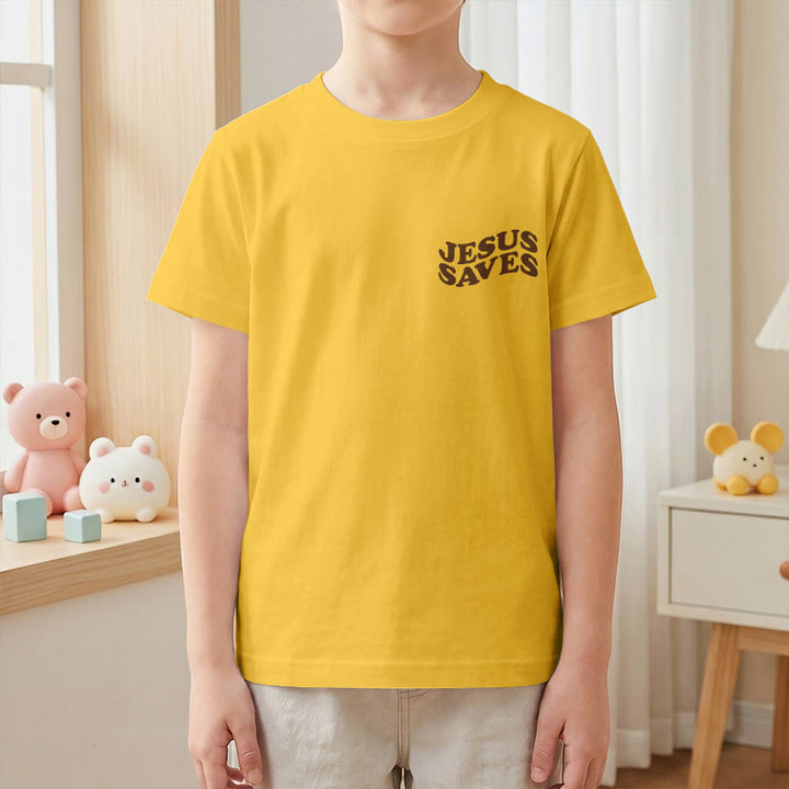 Christianartworkshop T-shirt à manches courtes pour enfants avec inscription classique « Jésus sauve » en forme de bulle et croix. - image 31