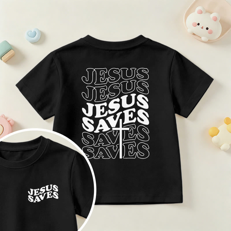 Christianartworkshop T-shirt à manches courtes pour enfants avec inscription classique « Jésus sauve » en forme de bulle et croix. - Noir - US/UK/AU 14, EU170 - image 36