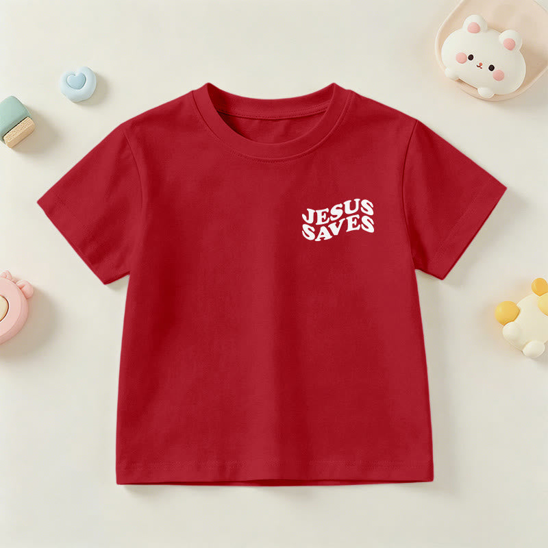 Christianartworkshop T-shirt à manches courtes pour enfants avec inscription classique « Jésus sauve » en forme de bulle et croix. - image 57