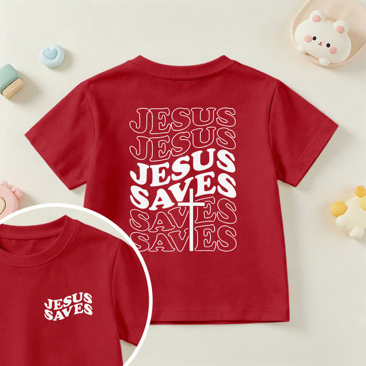 Christianartworkshop T-shirt à manches courtes pour enfants avec inscription classique « Jésus sauve » en forme de bulle et croix. - Rouge - US/UK/AU 14, EU170 - image 54