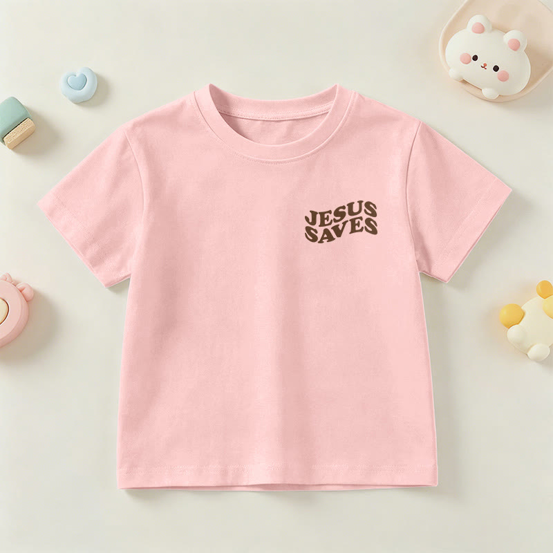 Christianartworkshop T-shirt à manches courtes pour enfants avec inscription classique « Jésus sauve » en forme de bulle et croix. - image 66