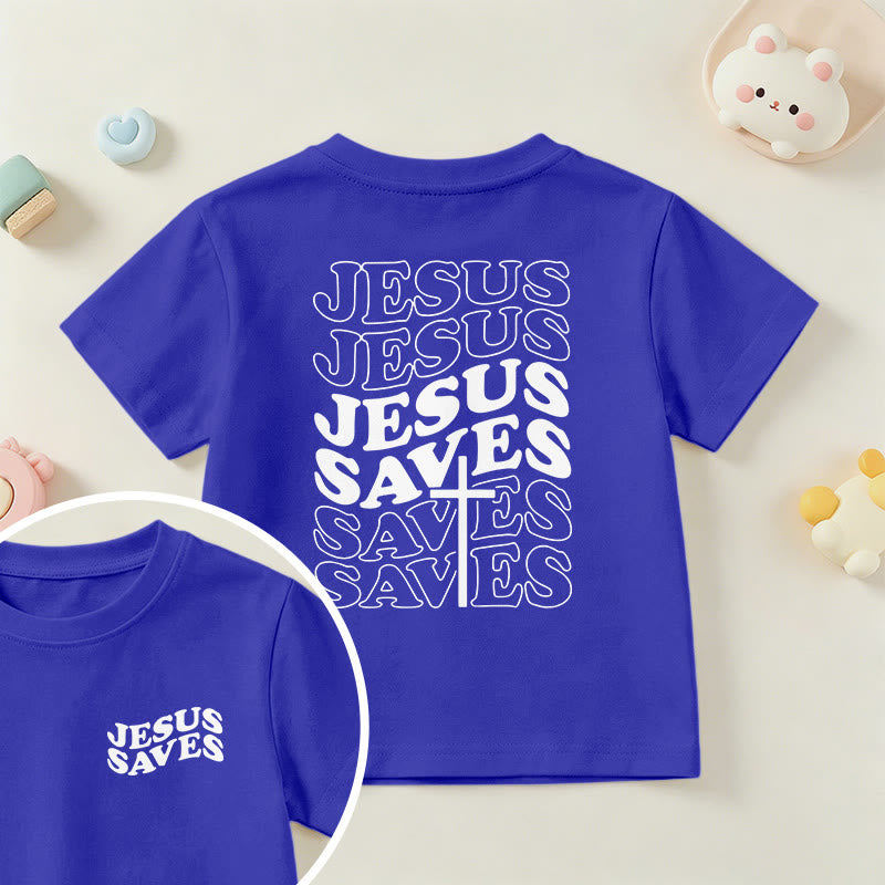 Christianartworkshop T-shirt à manches courtes pour enfants avec inscription classique « Jésus sauve » en forme de bulle et croix. - Bleu - US/UK/AU 14, EU170 - image 81