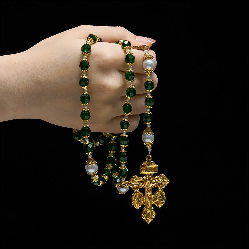Christianartworkshop Chapelet de dévotion Saint Jude avec verre vert et crucifix - image 1