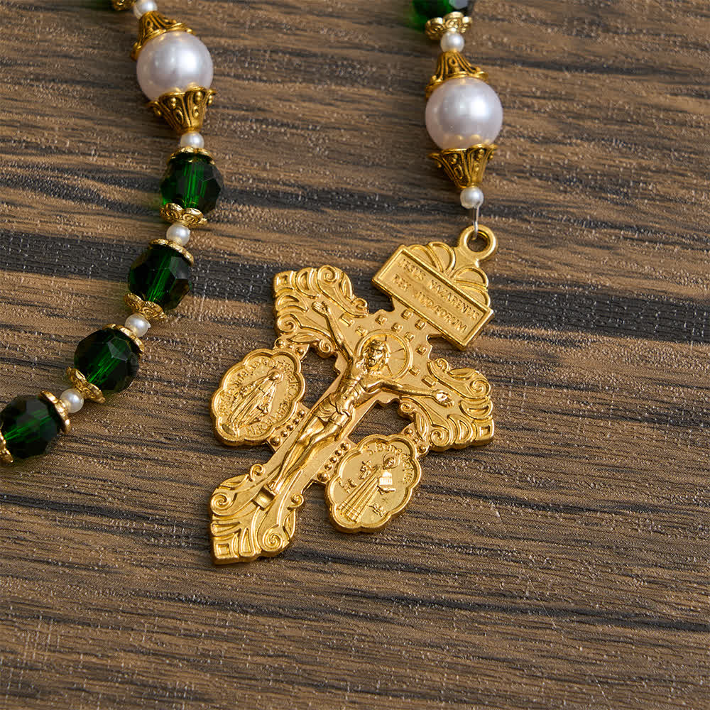 Christianartworkshop Chapelet de dévotion Saint Jude avec verre vert et crucifix - image 6