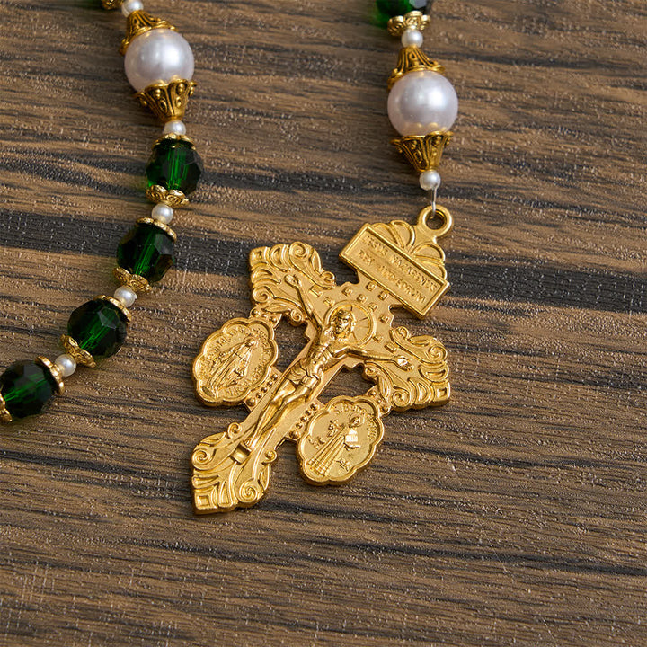Christianartworkshop Chapelet de dévotion Saint Jude avec verre vert et crucifix - image 6