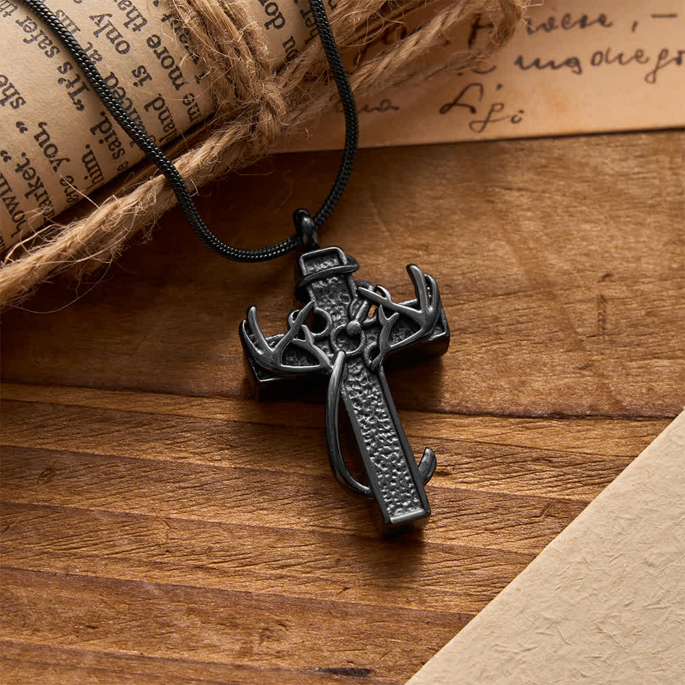 Collier pendentif croix chasse et pêche de Christianartworkshop : Foi et dévotion spirituelle en plein air - Noir - image 7