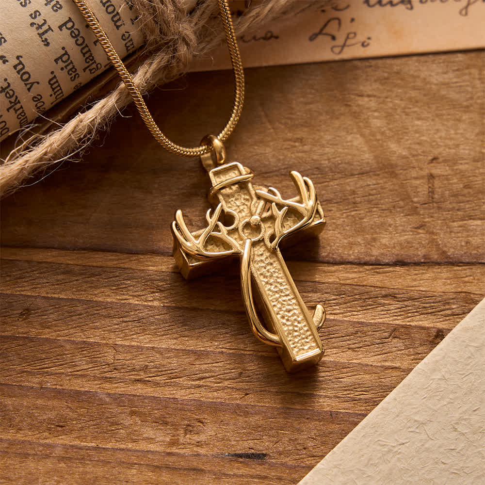 Collier pendentif croix chasse et pêche de Christianartworkshop : Foi et dévotion spirituelle en plein air - Doré - image 8