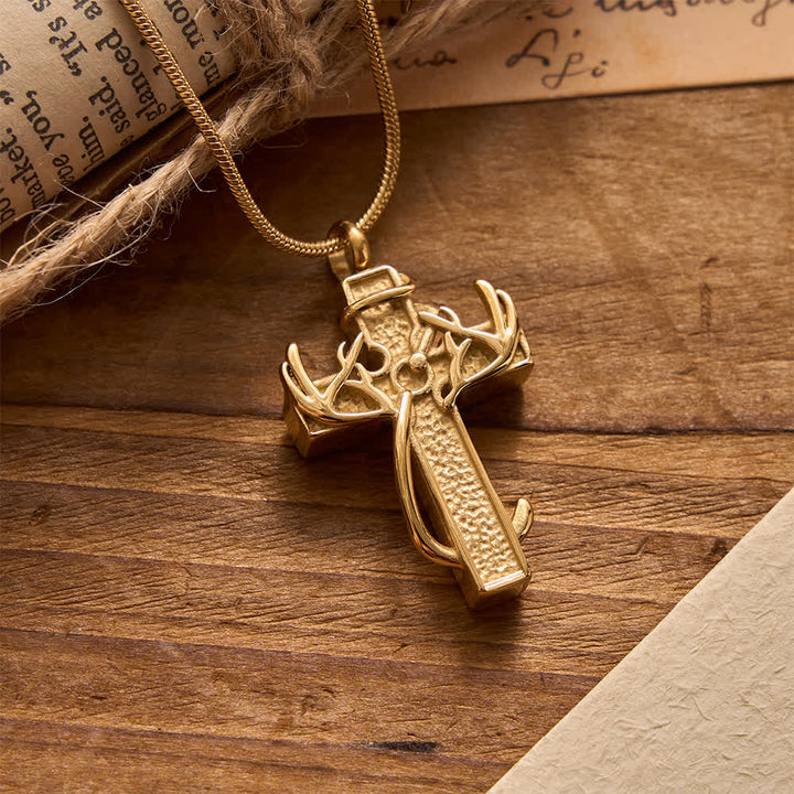 Collier pendentif croix chasse et pêche de Christianartworkshop : Foi et dévotion spirituelle en plein air - Doré - image 8