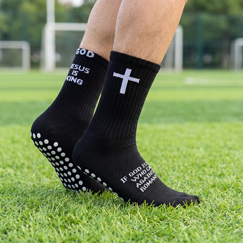Christianartworkshop Chaussettes de sport antidérapantes avec inscription inspirante « Jésus est roi ». - Noir et Dieu - 10 paires - image 0