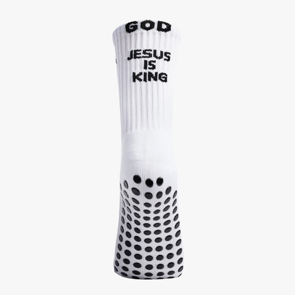 Christianartworkshop Chaussettes de sport antidérapantes avec inscription inspirante « Jésus est roi ». - image 5