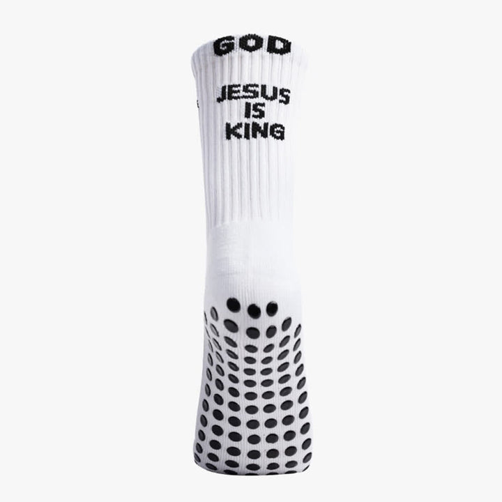 Christianartworkshop Chaussettes de sport antidérapantes avec inscription inspirante « Jésus est roi ». - image 5