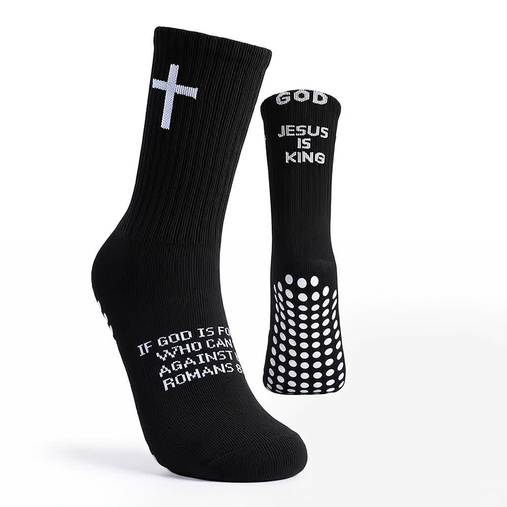 Christianartworkshop Chaussettes de sport antidérapantes avec inscription inspirante « Jésus est roi ». - image 1