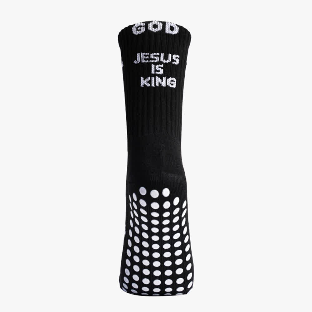 Christianartworkshop Chaussettes de sport antidérapantes avec inscription inspirante « Jésus est roi ». - image 2