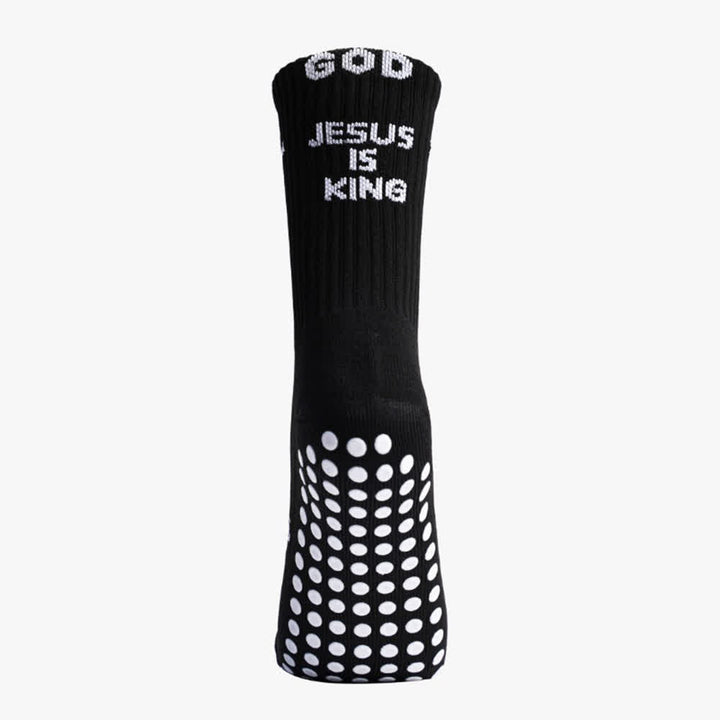 Christianartworkshop Chaussettes de sport antidérapantes avec inscription inspirante « Jésus est roi ». - image 2