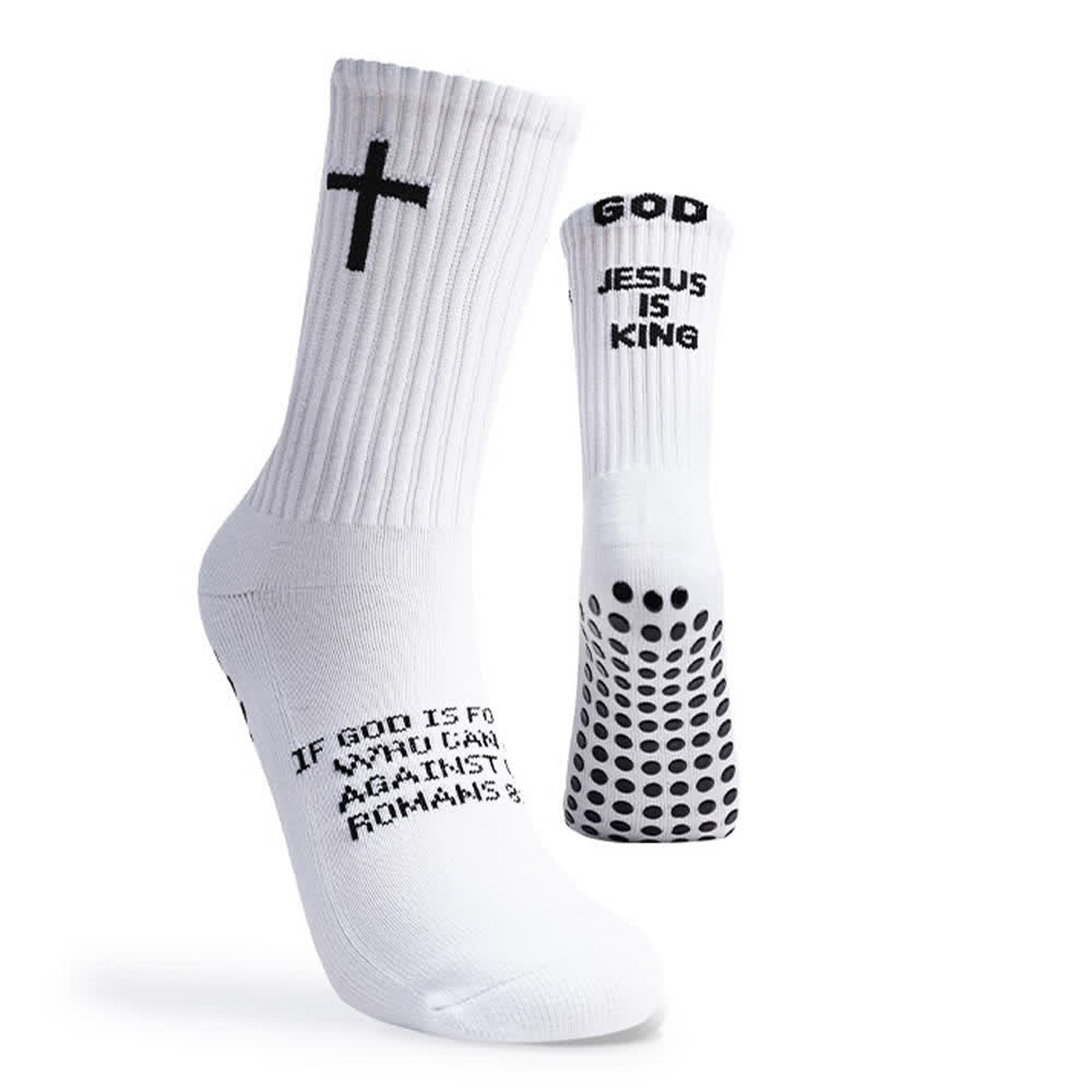 Christianartworkshop Chaussettes de sport antidérapantes avec inscription inspirante « Jésus est roi ». - image 4
