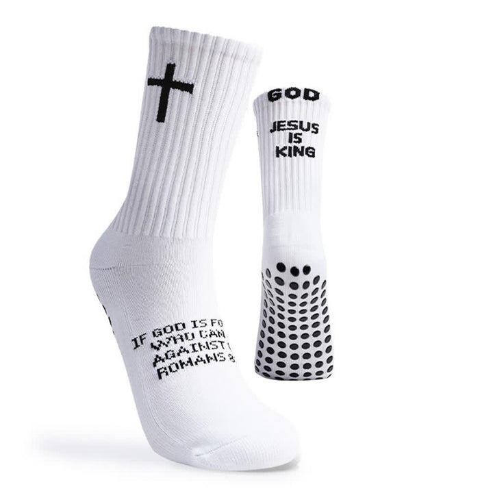 Christianartworkshop Chaussettes de sport antidérapantes avec inscription inspirante « Jésus est roi ». - image 4