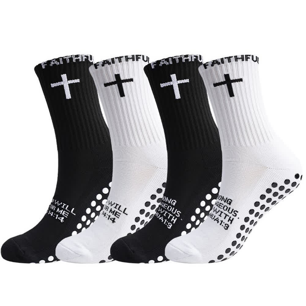 Christianartworkshop Chaussettes de sport mi-mollet à motif de croix sur le devant, avec verset biblique et thème de la foi - image 6