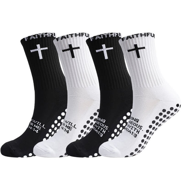 Christianartworkshop Chaussettes de sport mi-mollet à motif de croix sur le devant, avec verset biblique et thème de la foi - image 6
