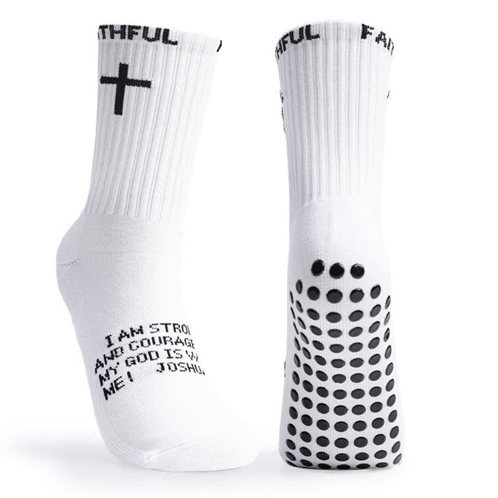 Christianartworkshop Chaussettes de sport mi-mollet à motif de croix sur le devant, avec verset biblique et thème de la foi - image 4