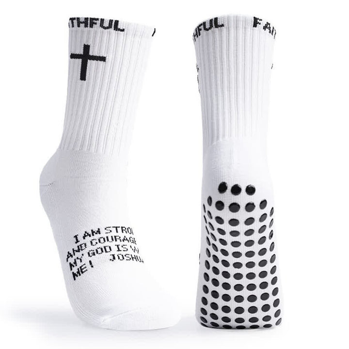 Christianartworkshop Chaussettes de sport mi-mollet à motif de croix sur le devant, avec verset biblique et thème de la foi - image 4