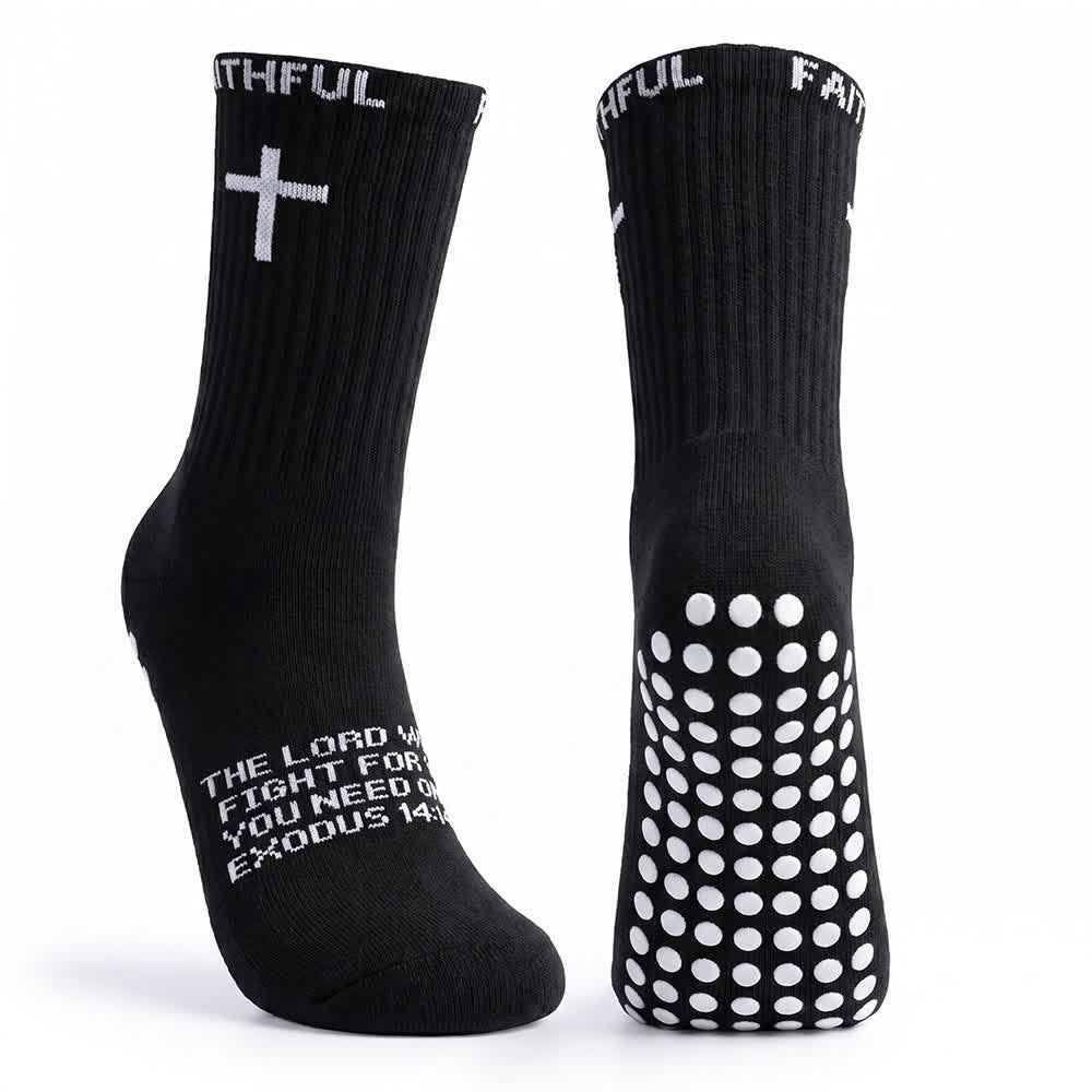 Christianartworkshop Chaussettes de sport mi-mollet à motif de croix sur le devant, avec verset biblique et thème de la foi - image 11