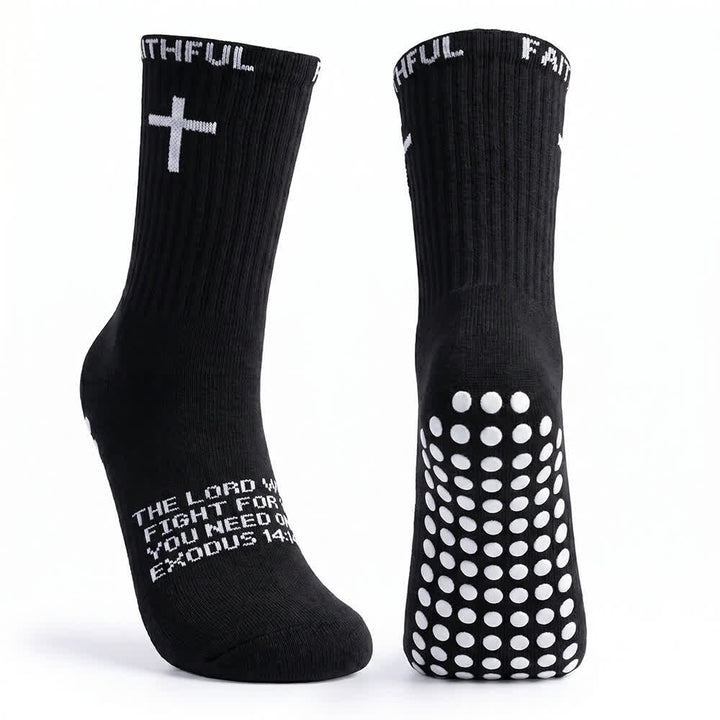 Christianartworkshop Chaussettes de sport mi-mollet à motif de croix sur le devant, avec verset biblique et thème de la foi - image 11